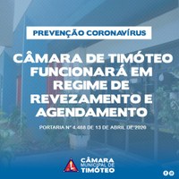 Câmara de Timóteo passa a funcionar em regime especial 