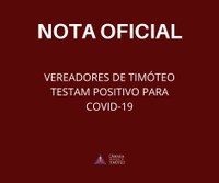 Nota oficial sobre o estado de saúde dos vereadores que testaram positivo para Covid-19