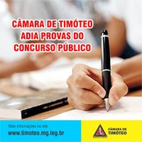 Provas do concurso público da Câmara de Timóteo são adiadas